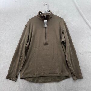 Military Cold Weater Gen III 1/4 Zip Sweater Mens L Beige Waffle Polatec USGI